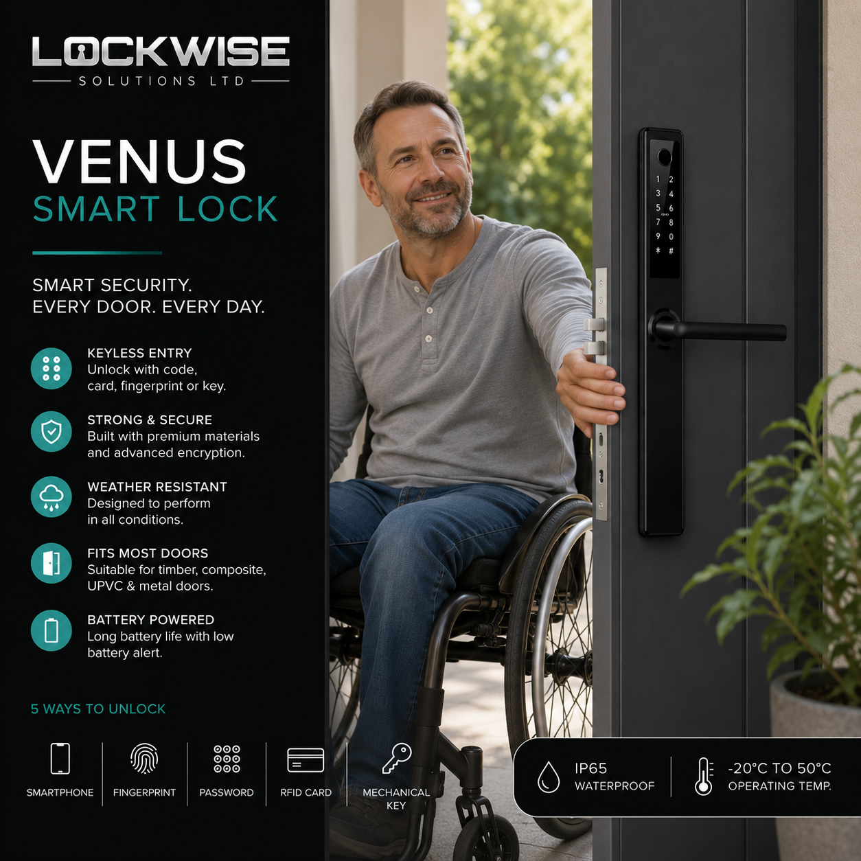 LockWise Venus Smart Door Lock | Fingerprint & Keyless Entry