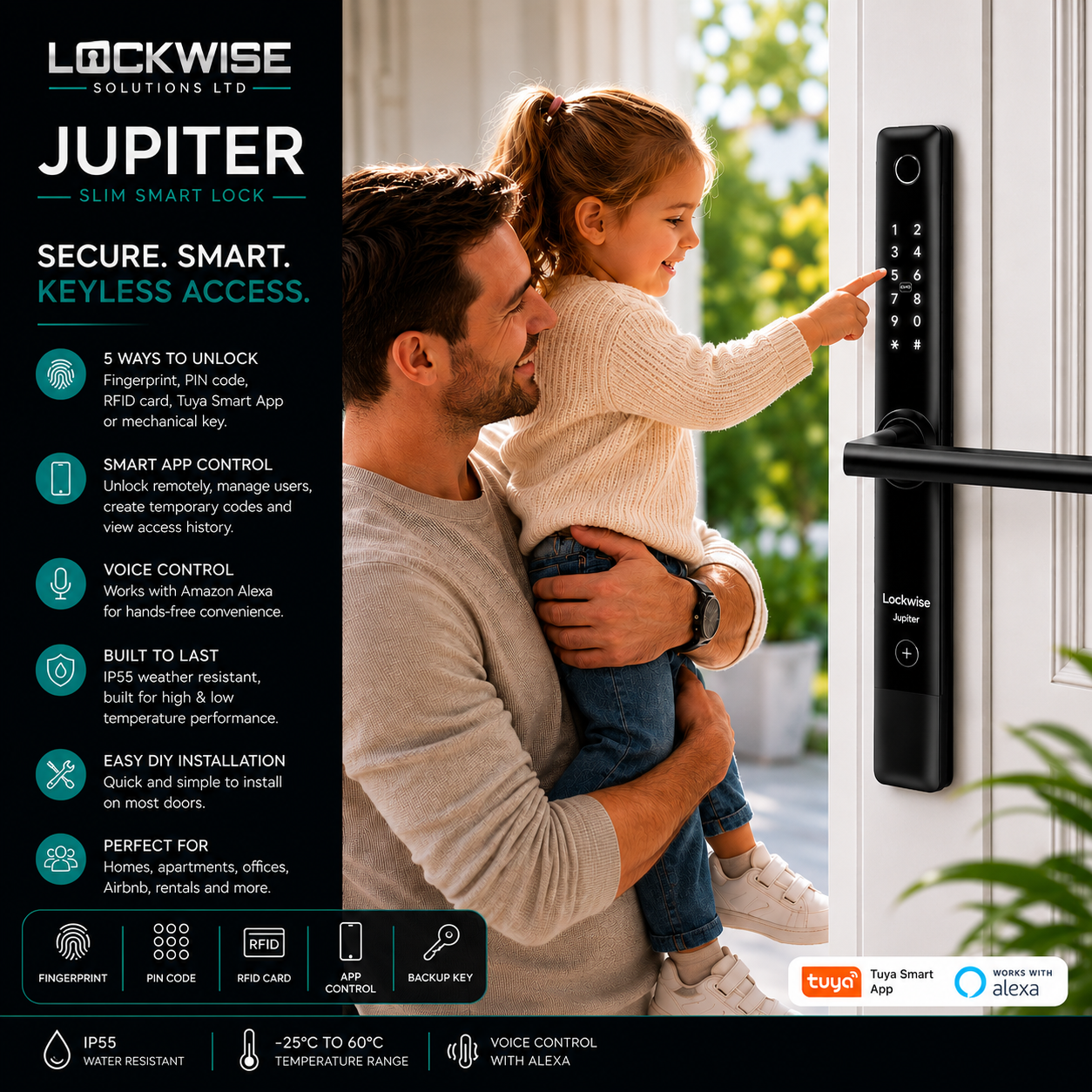 LockWise Jupiter Slim Smart Door Lock | Fingerprint & Keyless Entry