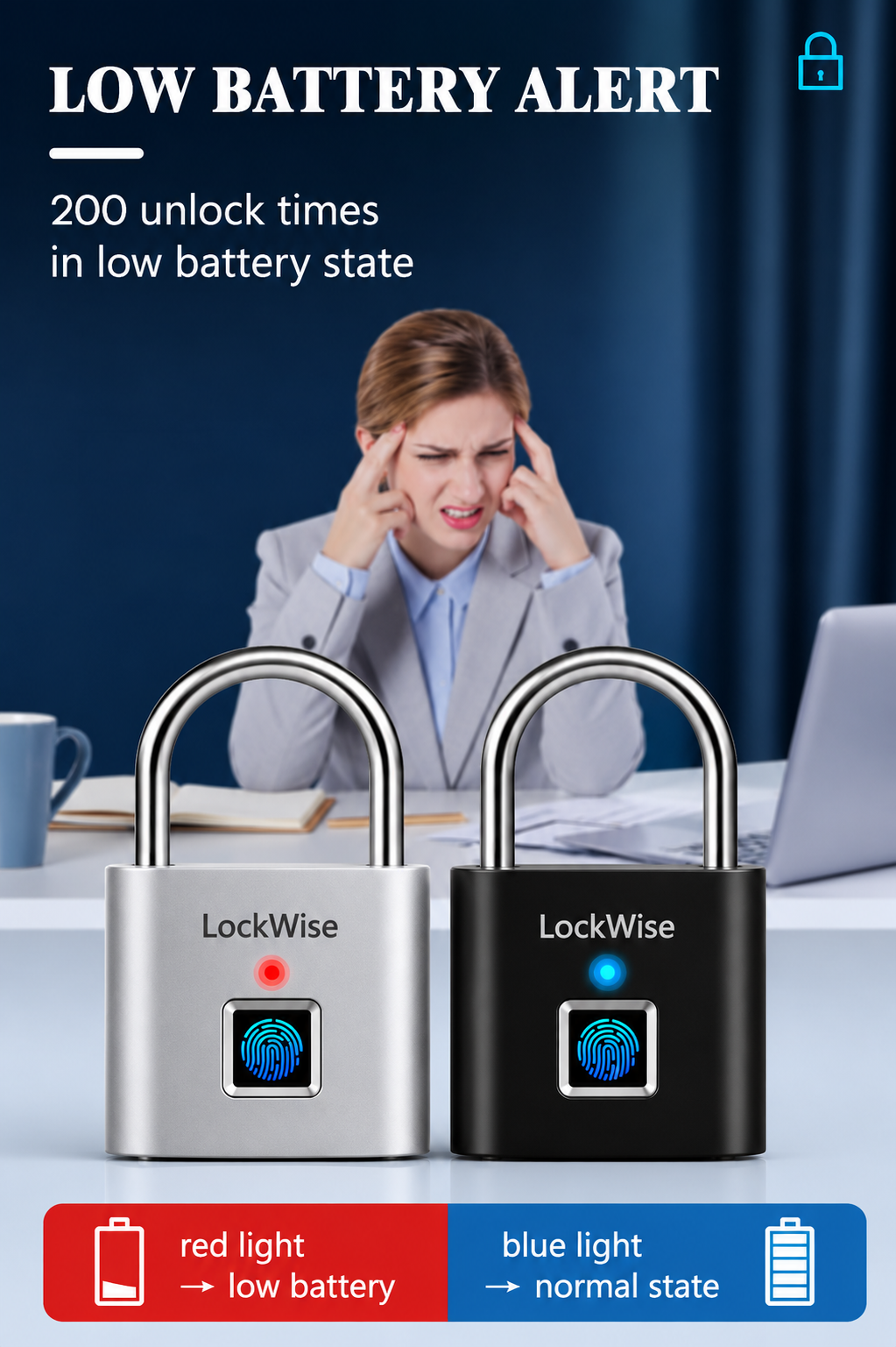 LockWise Trojan Smart Fingerprint Padlock – Keyless & Rechargeable